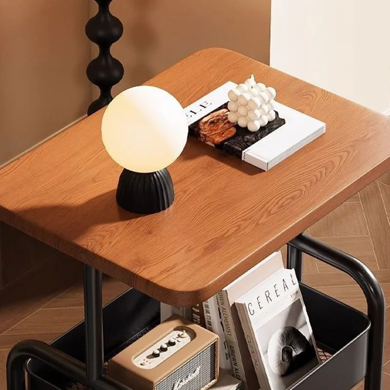 Mobile coffee table storage rack, bedroom living room small table, living room sofa side table, bedroom storage bedside table image 2