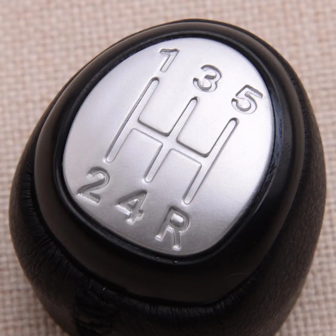 Silver Top Cover 5 Speed Manual Gear Stick Shift Knob Shifter Head Fit For SAAB 9-3 2003-2005 2006 2007 2008 2009 2010 2011 2012