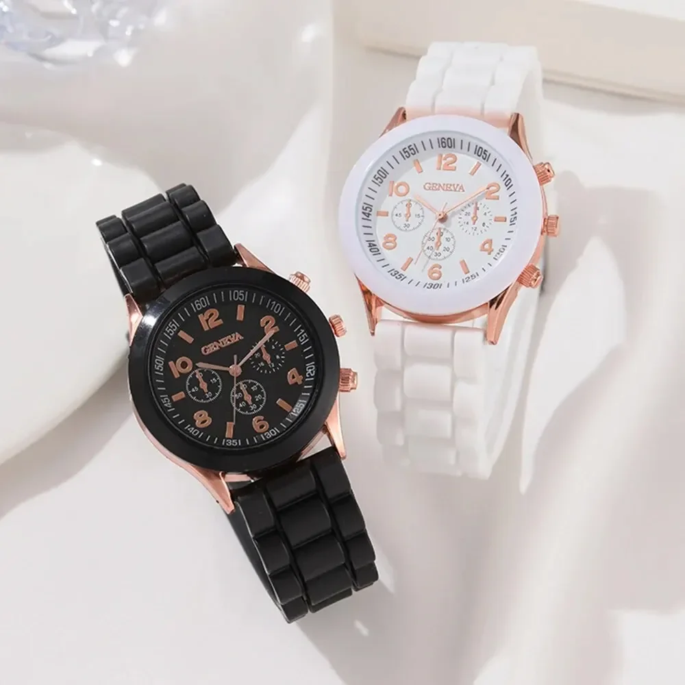 2 pezzi di orologi da donna di lusso set moda lusso elegante orologio da polso in lega cinturino in silicone coppia orologio da uomo al quarzo regali per le vacanze