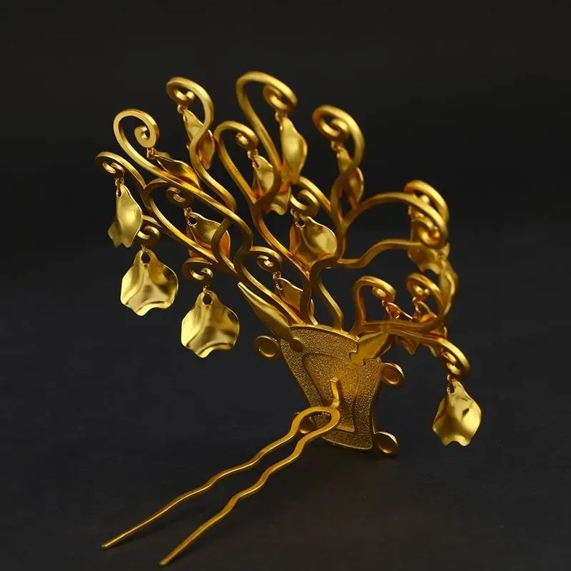 

Династия Вэй Цзинь, позолоченный медный головной убор ханьфу, винтажная заколка для волос, традиционный фестиваль культурного наследия, подарок для женщин