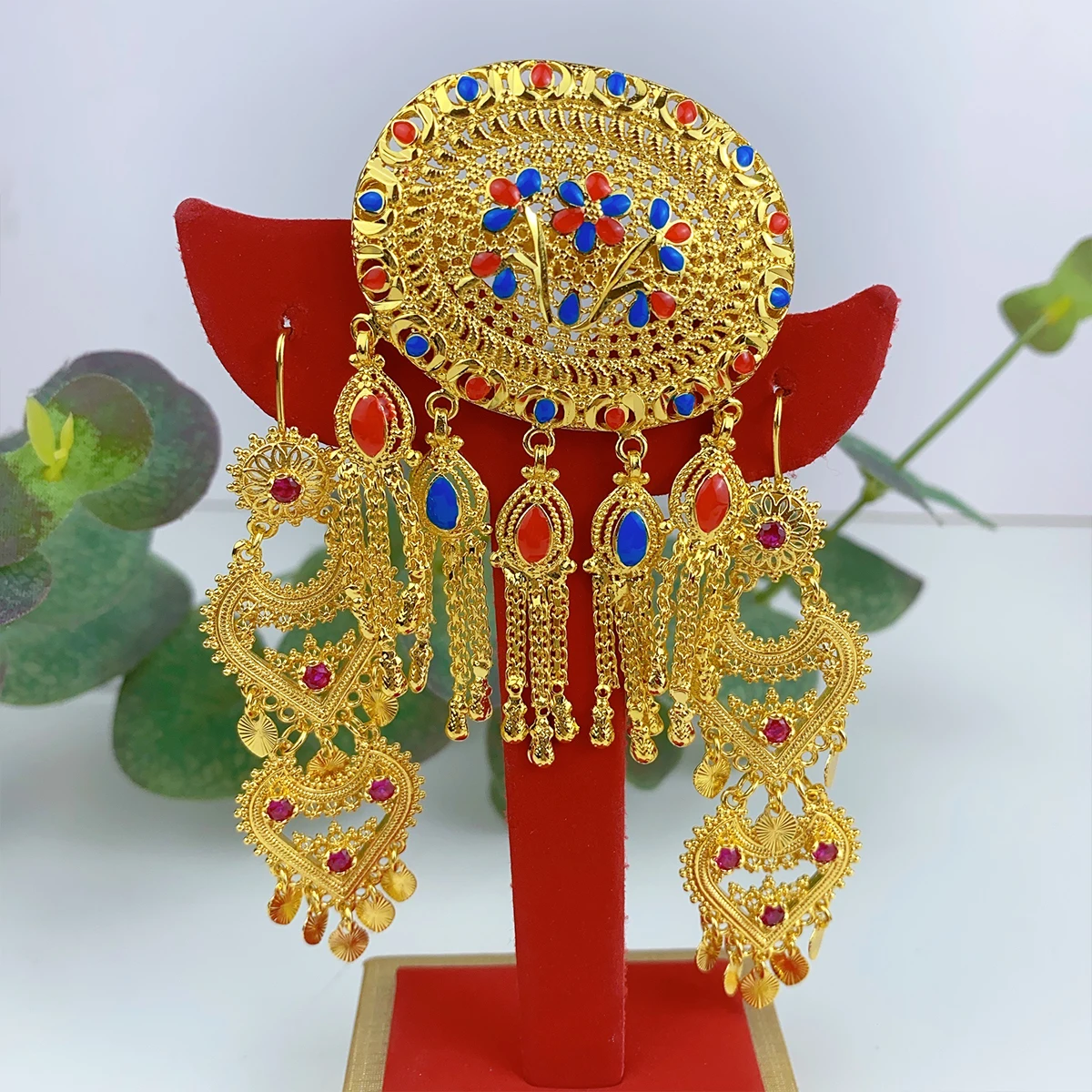 Indian Drop Earrings 24K Gold Color Jewelry For Girls African Dubai Ethiopia Wedding Earring Accessories Gifts Wholesale