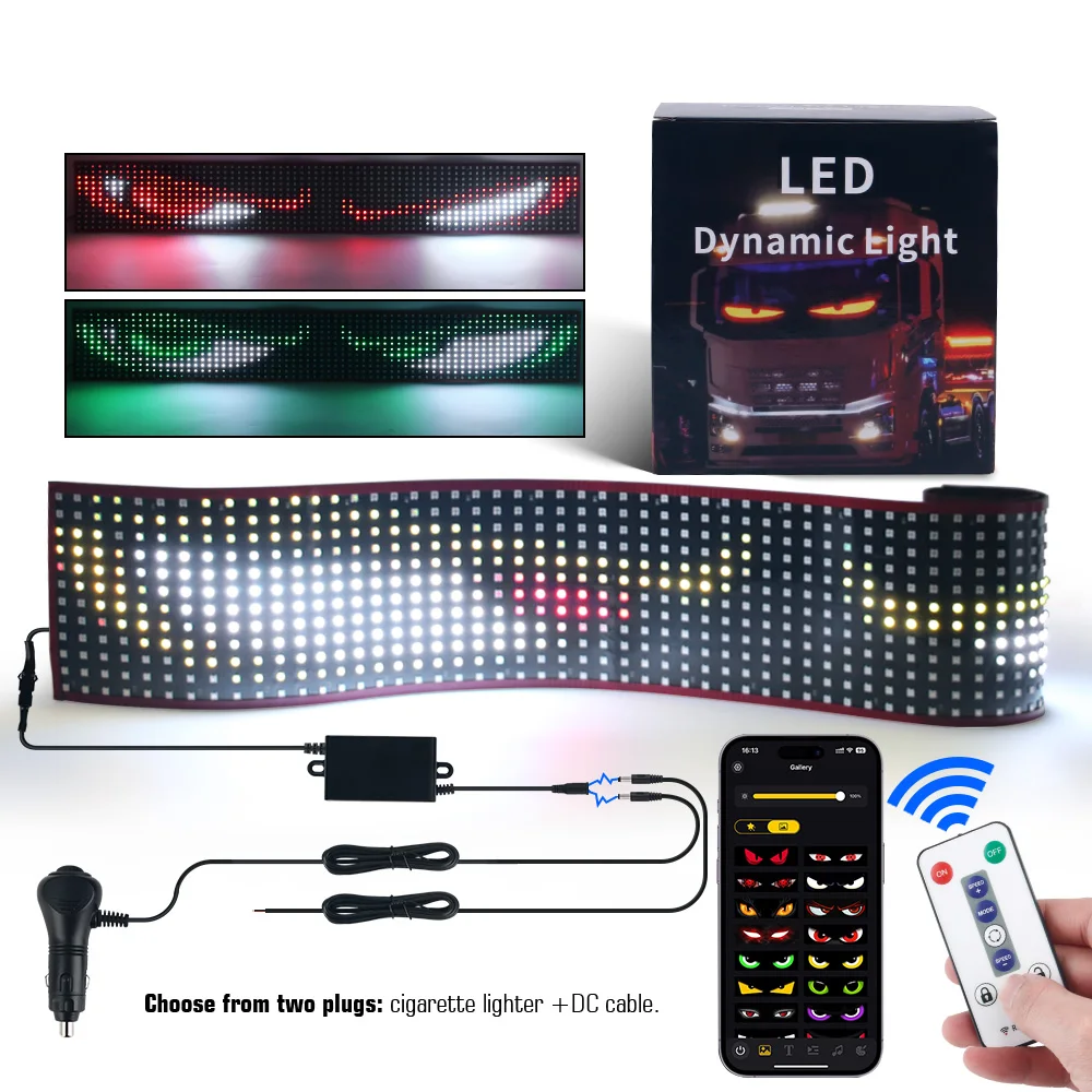 New App Control Truck Car Devil Eye LED Pixel Panel Light Soft Foldable Scrolling For Board Windshield Animation Pattern 12V 24V