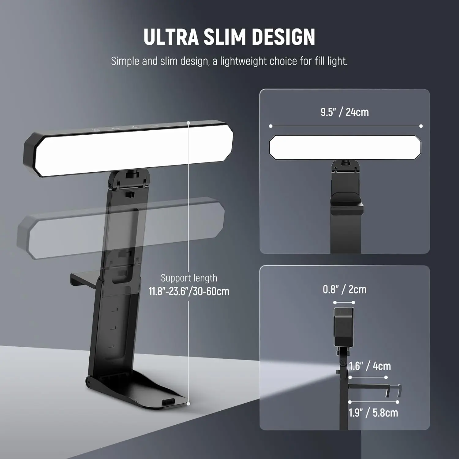 NEEWER Basics 6-W-Monitorlichtleiste mit Fernbedienung/Touch-Steuerung, zweifarbige dimmbare LED-Schreibtischlampe für Videokonferenzbeleuchtung – Detail 6