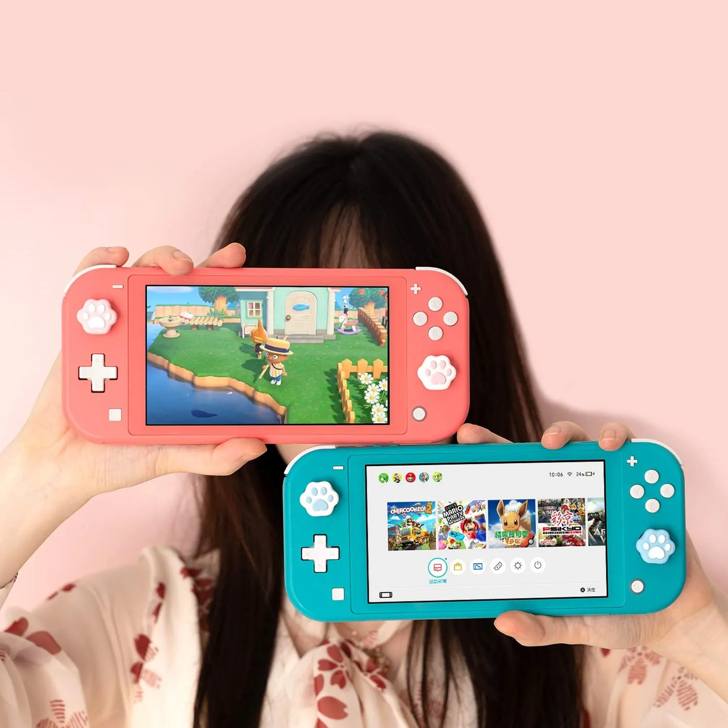 GeekShare-Tapas de agarre de animales para Nintendo Switch y Switch Lite, cubierta de silicona con garra de gato, accesorios para NS