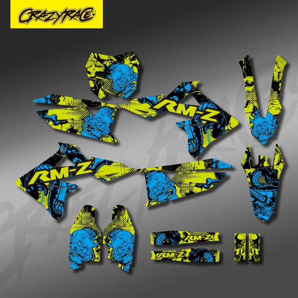 For SUZUKI RMZ450 RMZ 450 RM 450Z 2018 2019 2020 2021 2022 2023 2024 2025 2026 Motocross Graphics Decals Sticker Background Kit