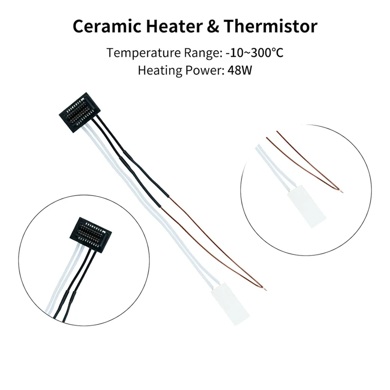 1Set Ceramic Heater Thermistor 24V 48W Upgrade Kit 300℃ High Temperature Sensor With 1Pc Fixing Clip