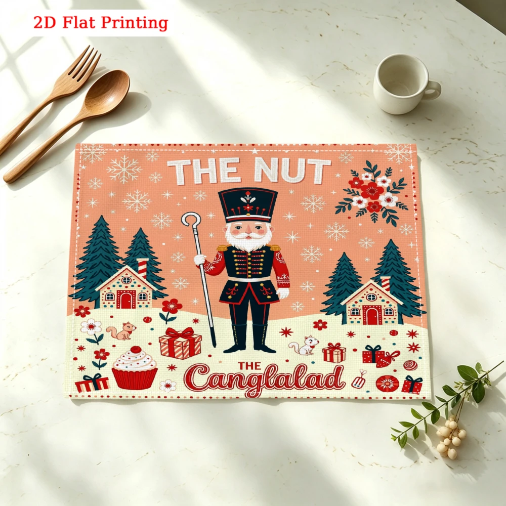 The Nutcracker Christmas Scene Print Kitchen Placemat Coaster Linen Pad Dish Coffee Cup Table Mat 30x40cm Home Decor