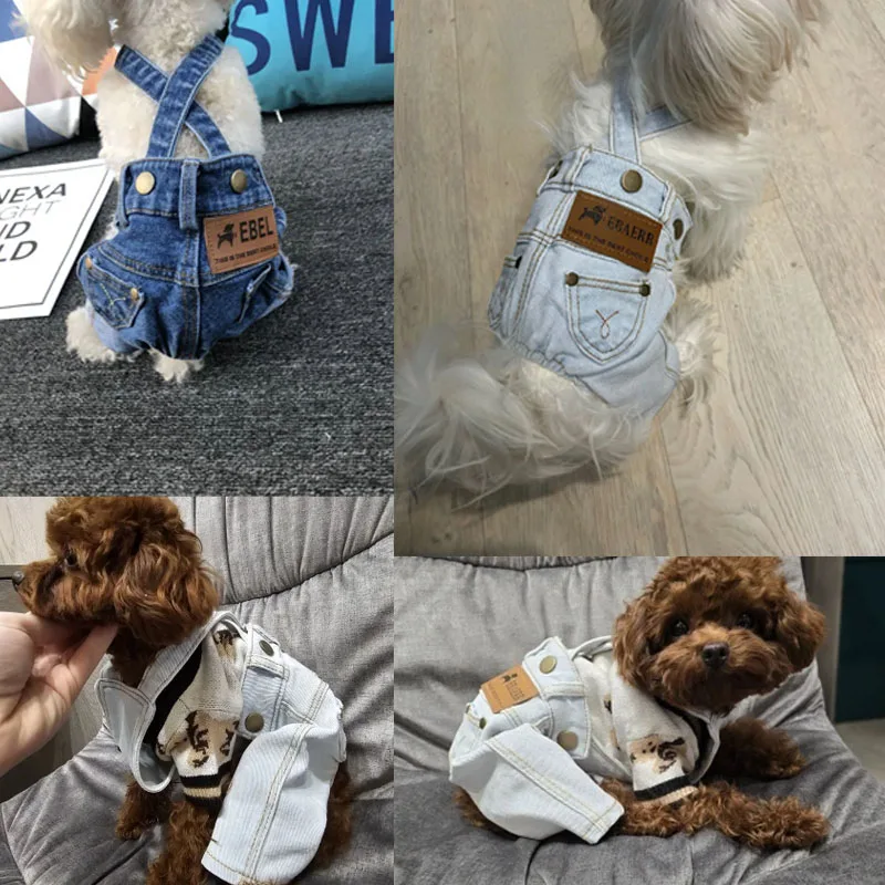 Denim Dog Clothes Jeans Pet Dogs Clothing For Small Medium Dog Costume Chihuahua Clothes For Dogs Coat Jacket Puppy Pet Jumpsuit