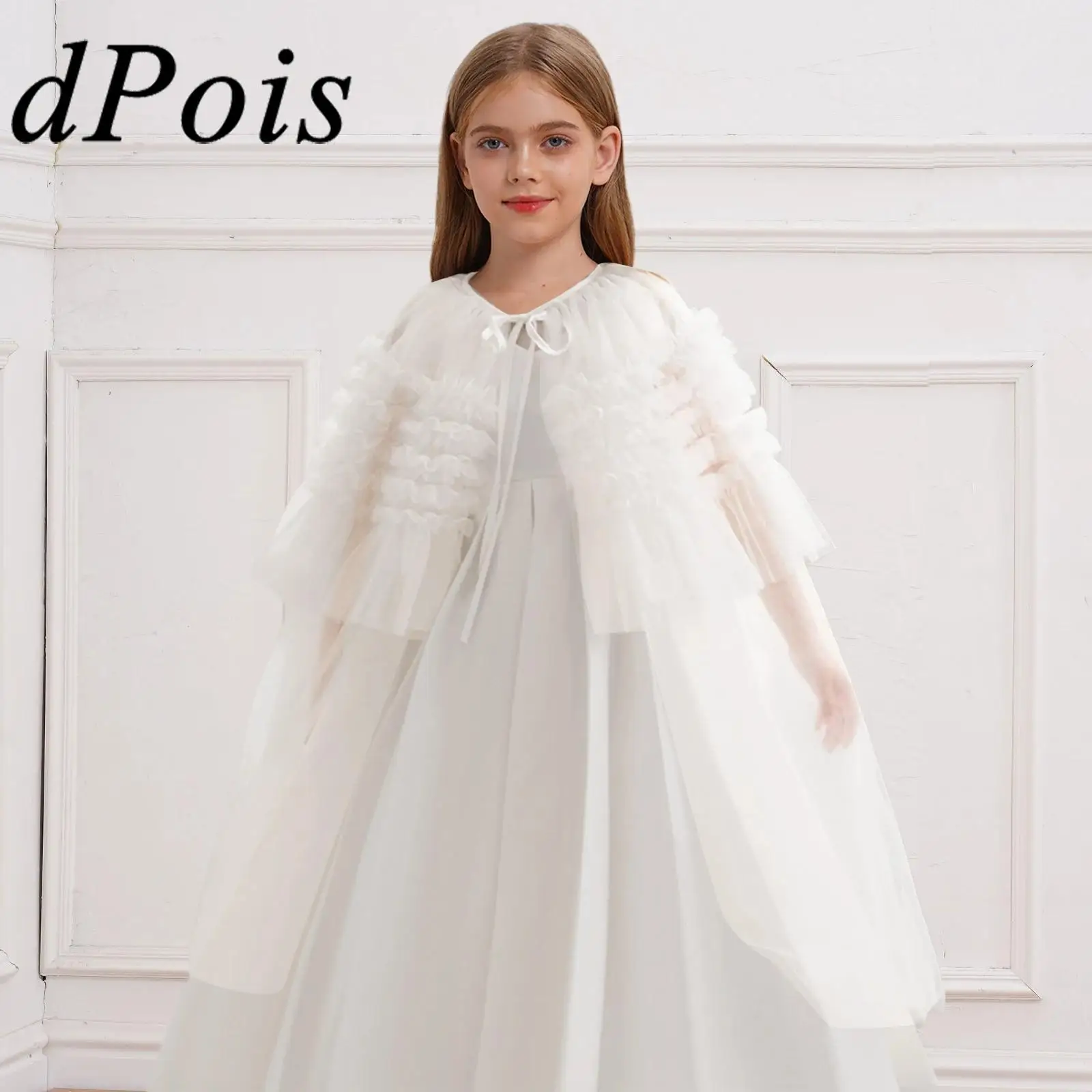 

Накидка для девочек, верхняя одежда, детские пальто, тюлевой плащ, 3-слойное многоярусное болеро принцессы, аксессуары для вечеринок, кардиган, топ