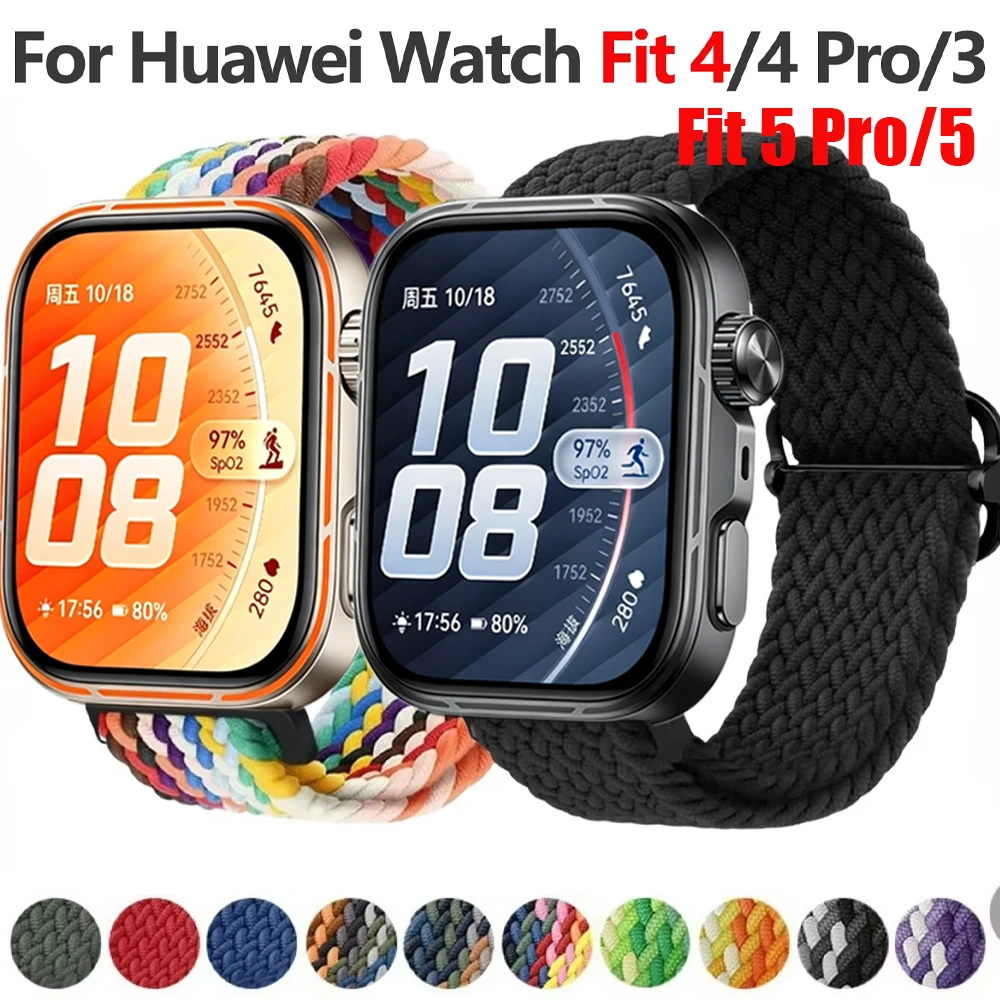 

Braided Nylon Strap for Huawei Watch Fit 3/4/4 Pro Breathable Replaceable Wristband Correa for Huawei Watch Fit 5/5 Pro Bracelet