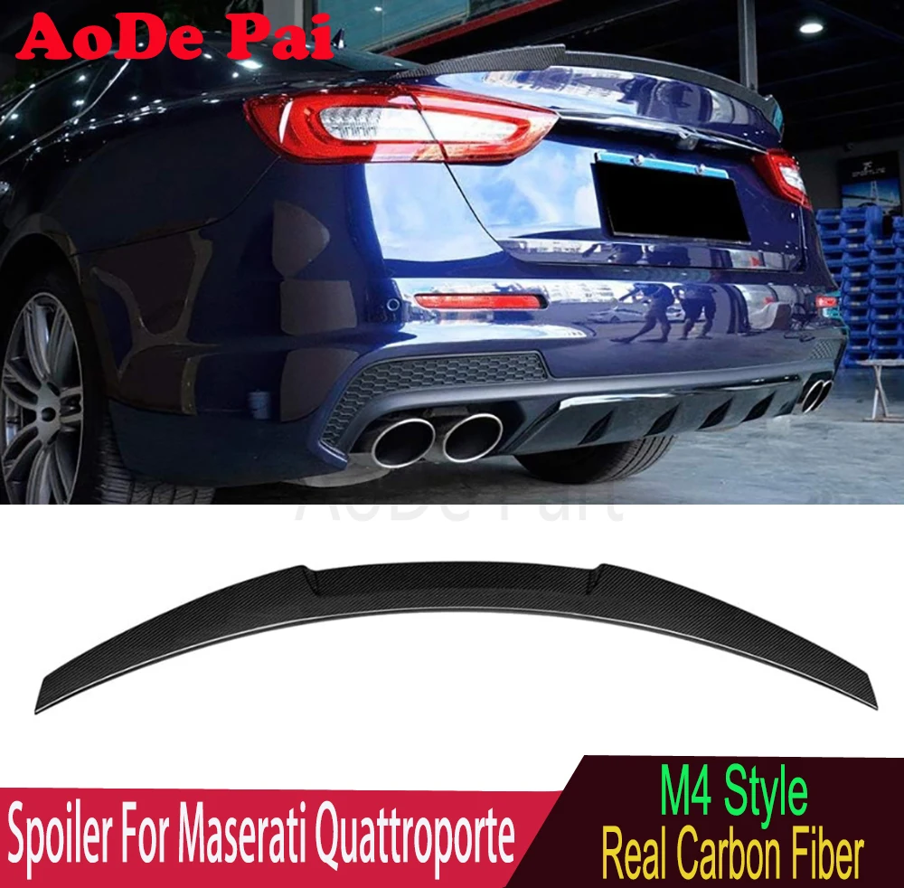 

Real Carbon Fiber Rear Trunk Lip Spoiler For Maserati Quattroporte Sedan 2013-2018 M4 Style