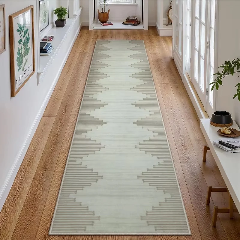 VIKAMA Living Room Corridor Long Carpet With Abstract Lines, Durable And Easy To Clean. Bedroom Bedside Rug For Home Decoration