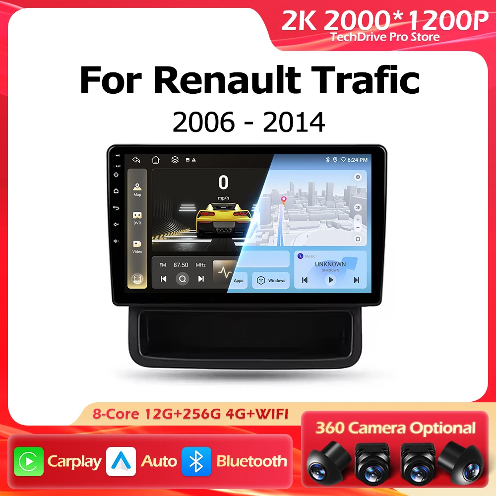 

Android 16 2000*1200P Carplay For Renault Trafic 2 For Opel Vivaro A For Nissan primastar 2006-2014 Navigation GPS Auto Wifi