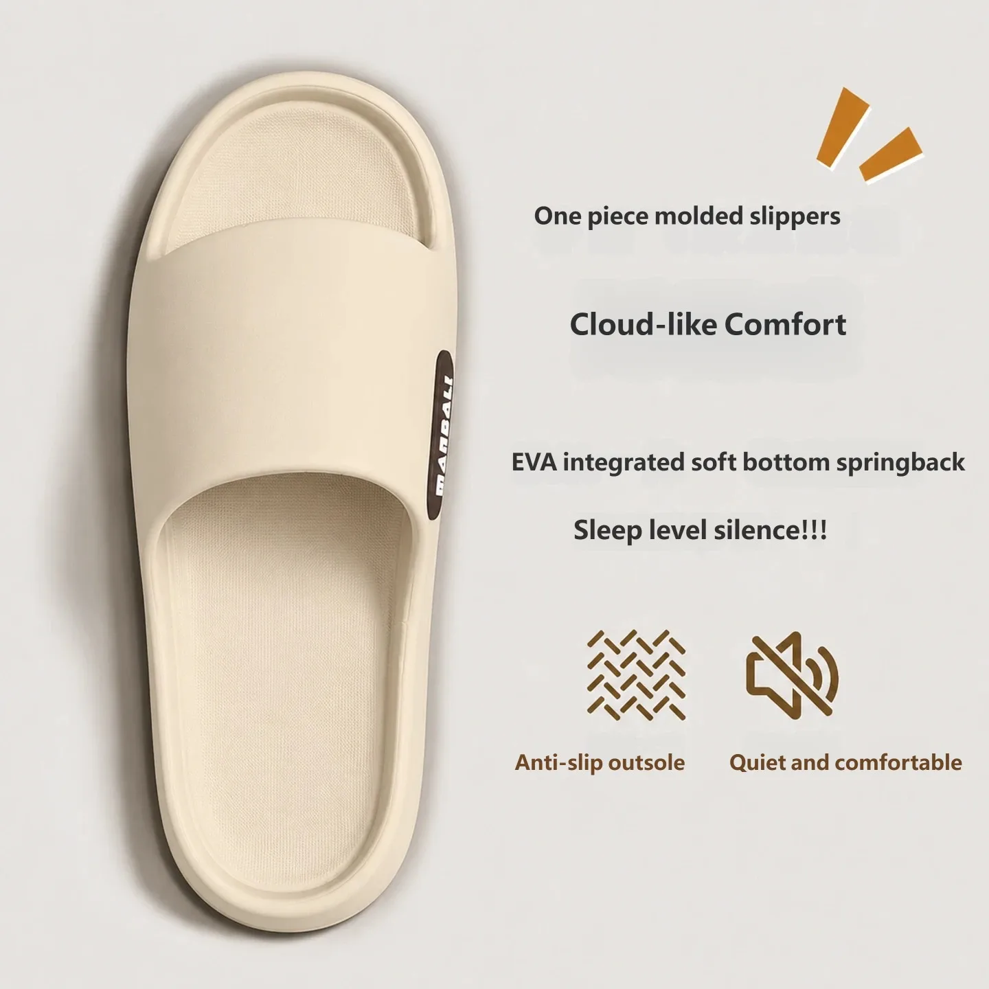 Women Slide Slippers One Piece Molding Cloud Like Comfort Quiet Non Slip Soft Rebound Indoor Home Shower Slides