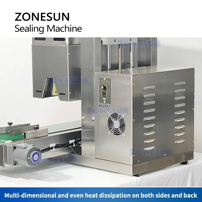 

Zonesun ZS-FK2200R Induction Sealing Machine for Plastic Bottles Continuous Induction Sealer Automatic Alunminum Foil Sealing