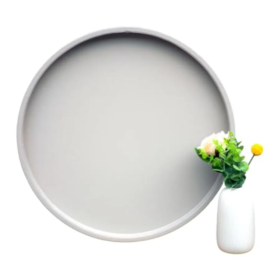 

20-дюймовый круглый поднос-органайзер для кофейного столика из текстурированной искусственной кожи – водонепроницаемый, термостойкий, большой органайзер для дома