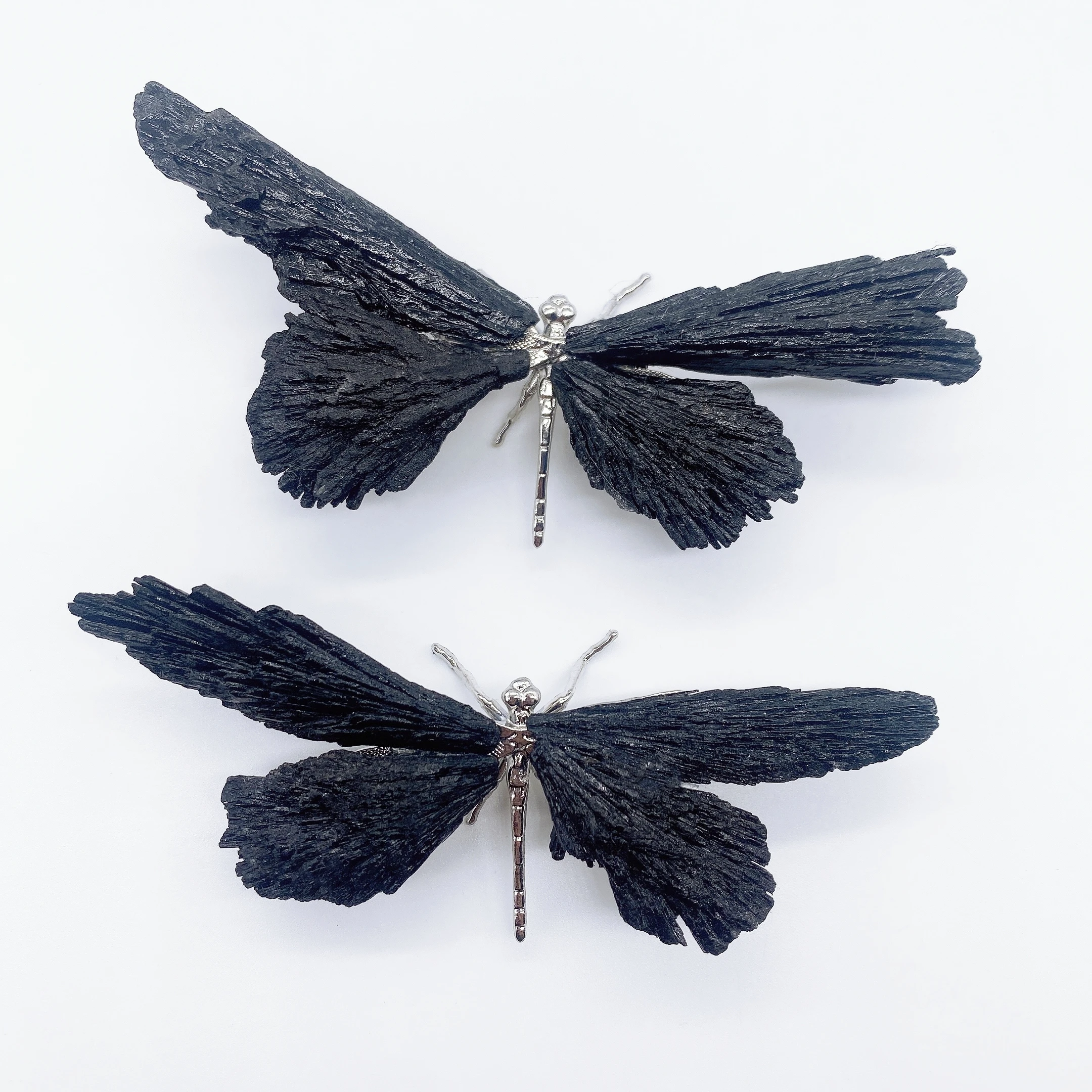 Dragonfly Spar Figurine Craft Handmade Natural Black Tourmaline Stone Butterfly Reiki Healing Home Garden Decor Children Gift