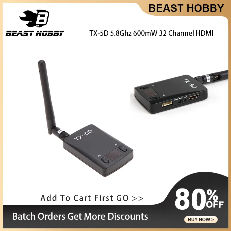 TX-5D 5.8Ghz 600mW 32 Channel HDMI to AV FPV Transmitter Module for RC MultiCopter GOPRO HERO