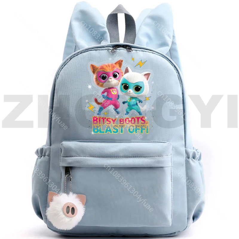 Lovely SuperKitties Mini Backpack Kawaii Cartoon Rabbit Ears Backpack Women Travel Small Bookbag Anime Cat Rucksack Kindergarten