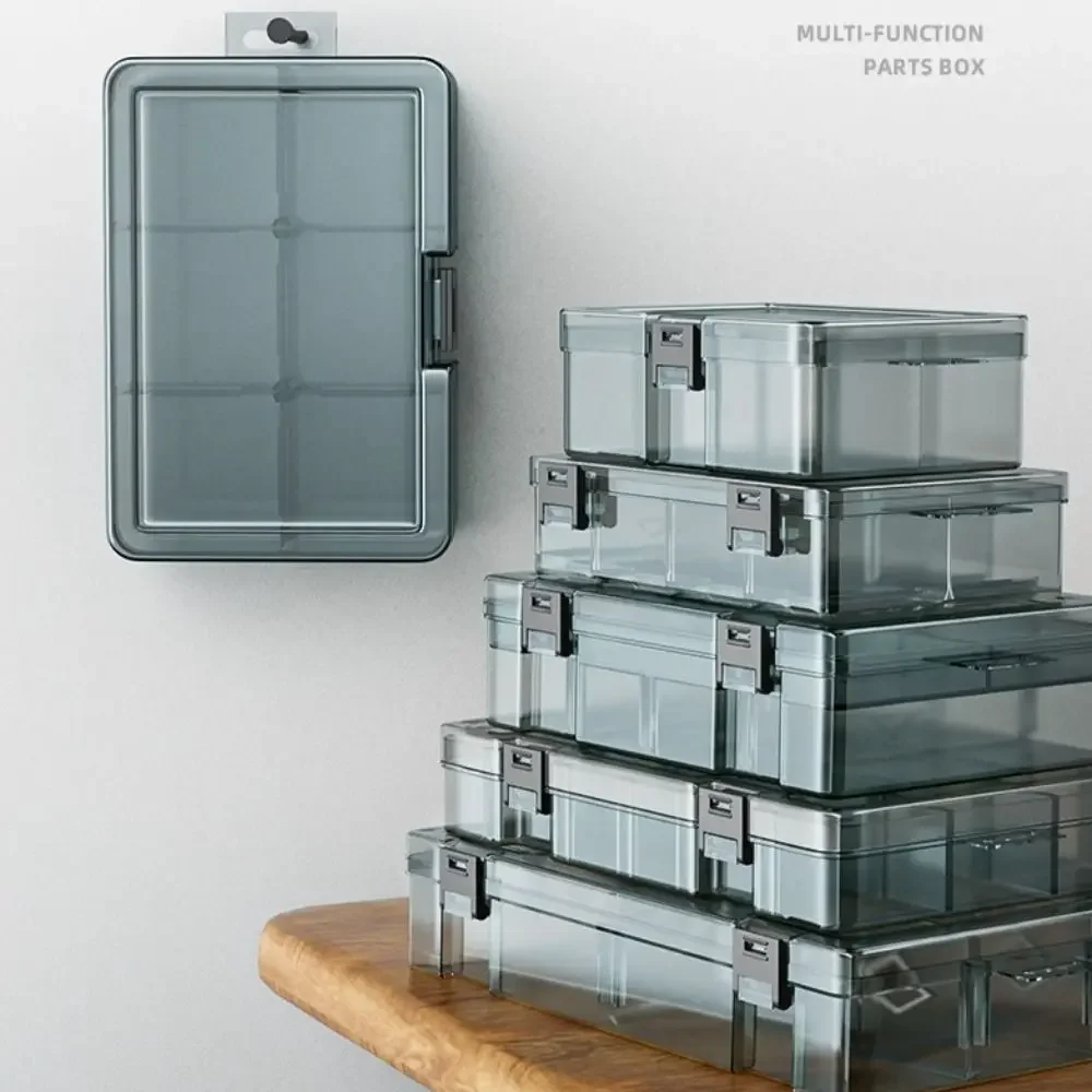 Scatola per parti di attrezzi in plastica addensata griglia rimovibile scatola di immagazzinaggio a vite trasparente accessori per punte da trapano multifunzione