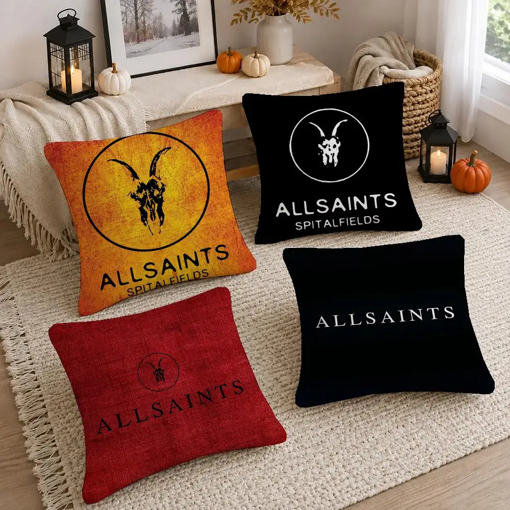 Iconic Brand AllSaints Cushion Cover Washable Short Plush Pillowcase, Wrinkle Resistant Cushion Cover for Bedroom Decor Gift