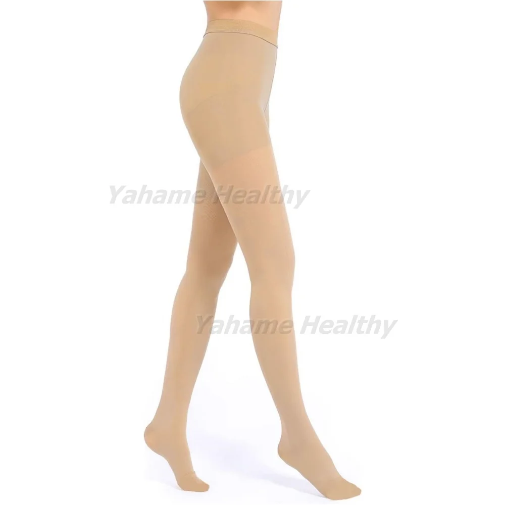 20-30mmHg Compression Pantyhose Open/Closed Toe High Waist Compression Stockings Tights for Edema, Varicose Veins, Swelling