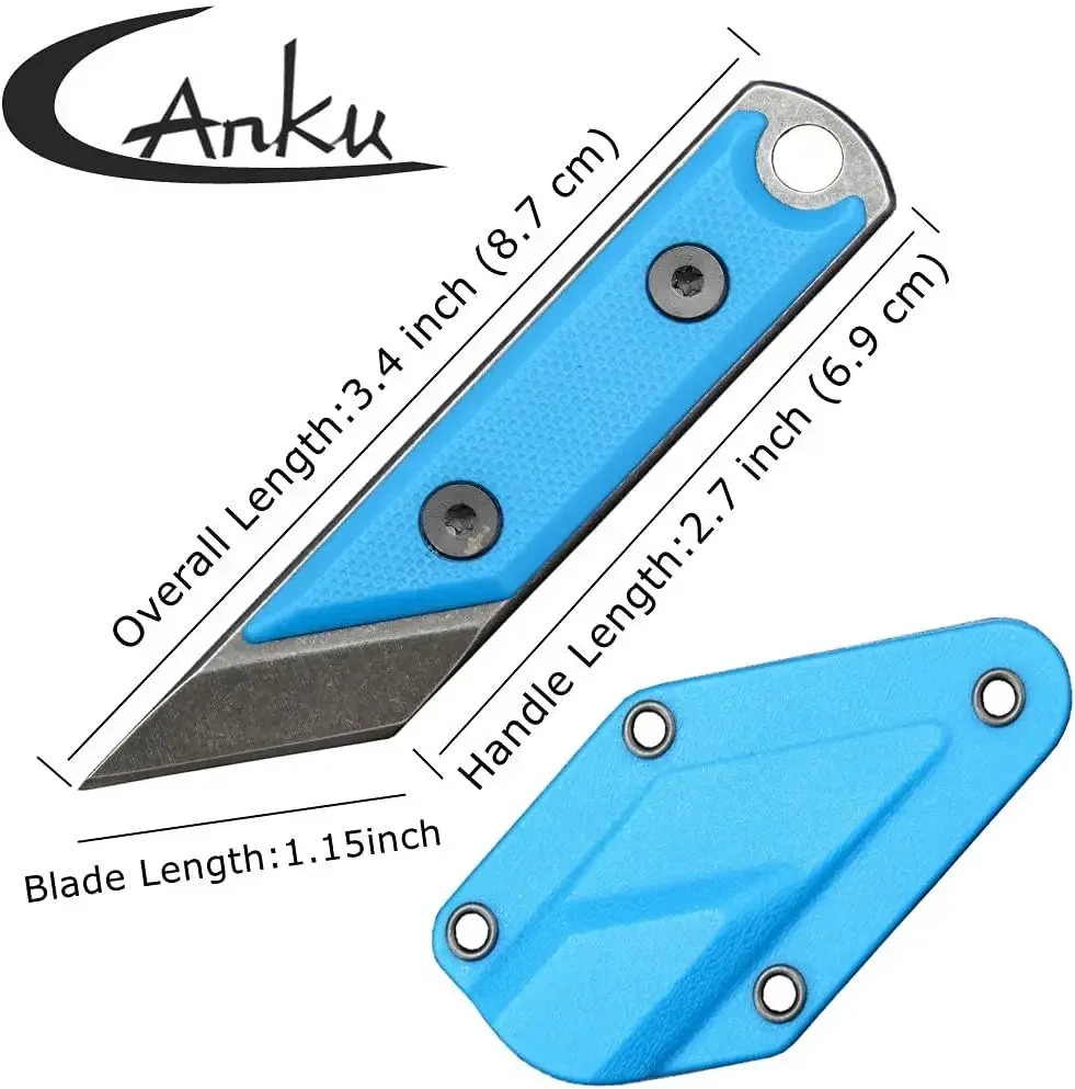 Eafengrow C1146 Fixed Blade Knife 440C Blade G10 Handle EDC Tool Neck Knife for Camping Hiking Fishing with kydex Sheath