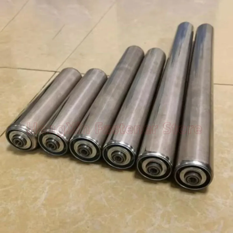Stainless Steel Gravity Roller Conveyor Dia 25/32/38/50/60mm Total Length 100 150 200 250 300 350 400 450 500mm Female Thread