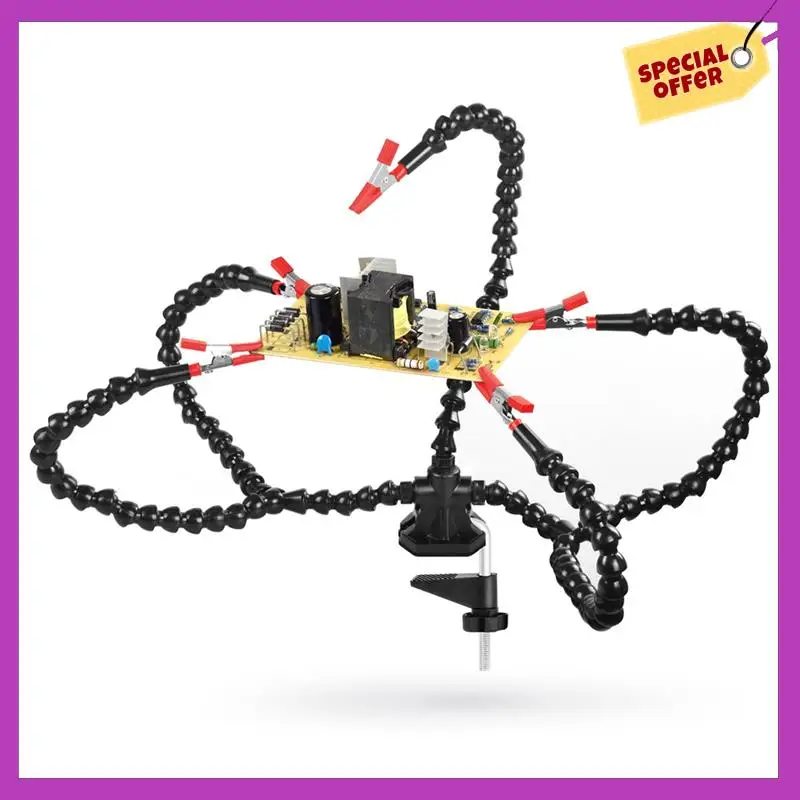 

HFIL-Desk Clamp Soldering Third Hand Tool Flexible Arms Soldering Station Holder For Electronic Repair Soldering