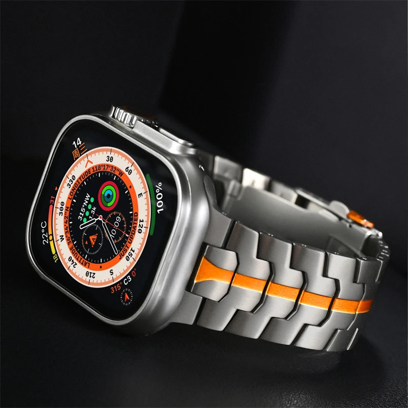 Titanium color Stainless Steel Strap For Apple Watch Band Ultra2 49mm 46mm 45mm 44mm 42mm Metal Bracelet For IWatch 10 9 8 7 SE