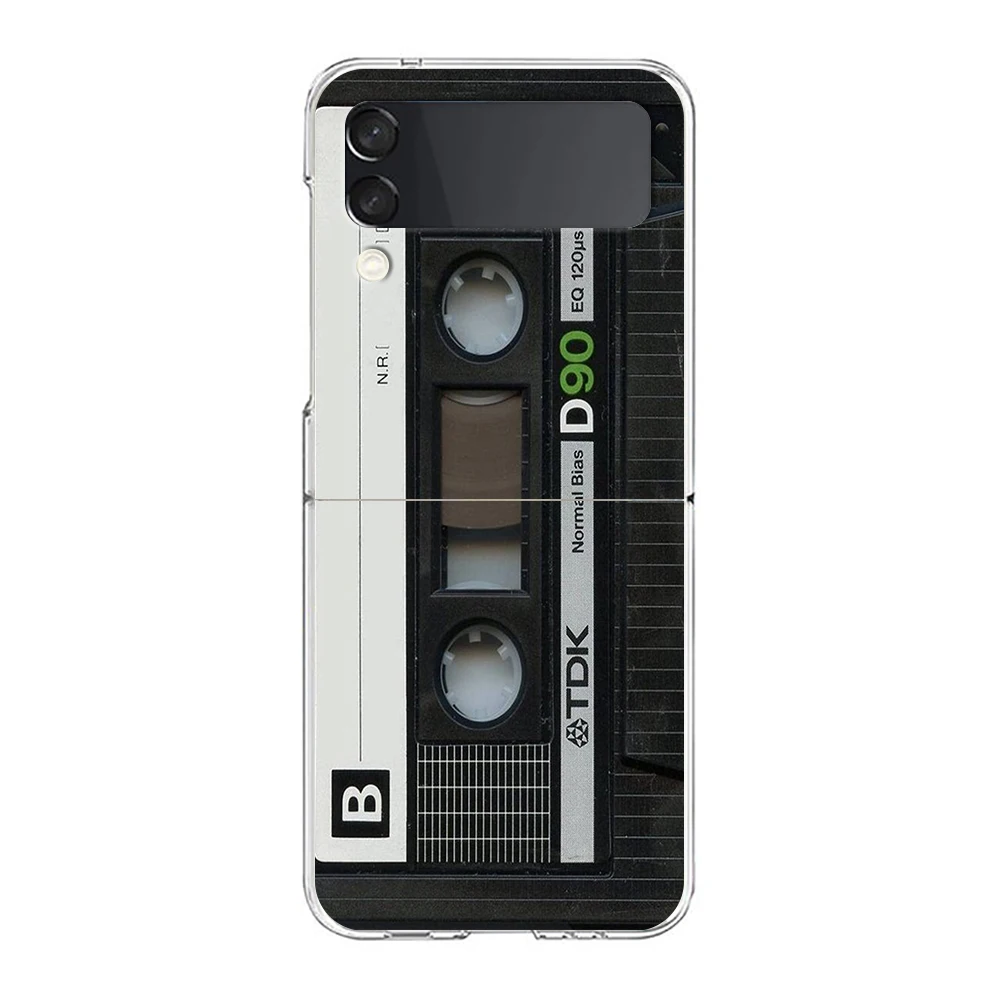 Mixtape Vintage Magnetic Tape Cassette Audio Hard PC Phone Case For Samsung Galaxy Z Flip 6 5 4 Transparent For Galaxy Z Flip 3