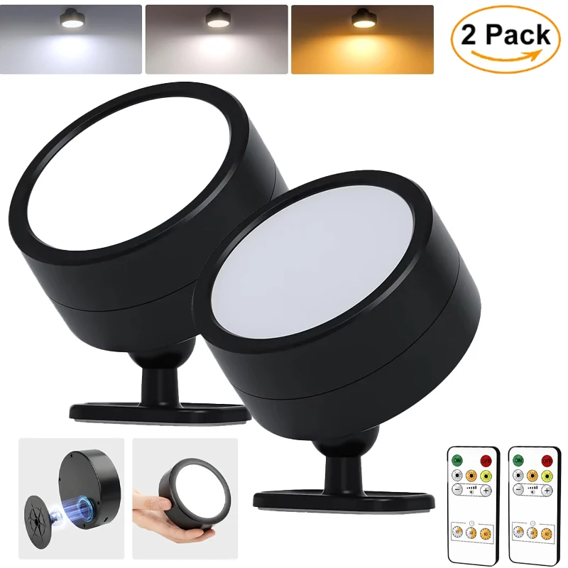 LED Dimmable Wall Mounted Lamp Rechargeable 360°Rotate Magnetic Ball,With Remote Control,Cordless Wall Light for Reading Bedside