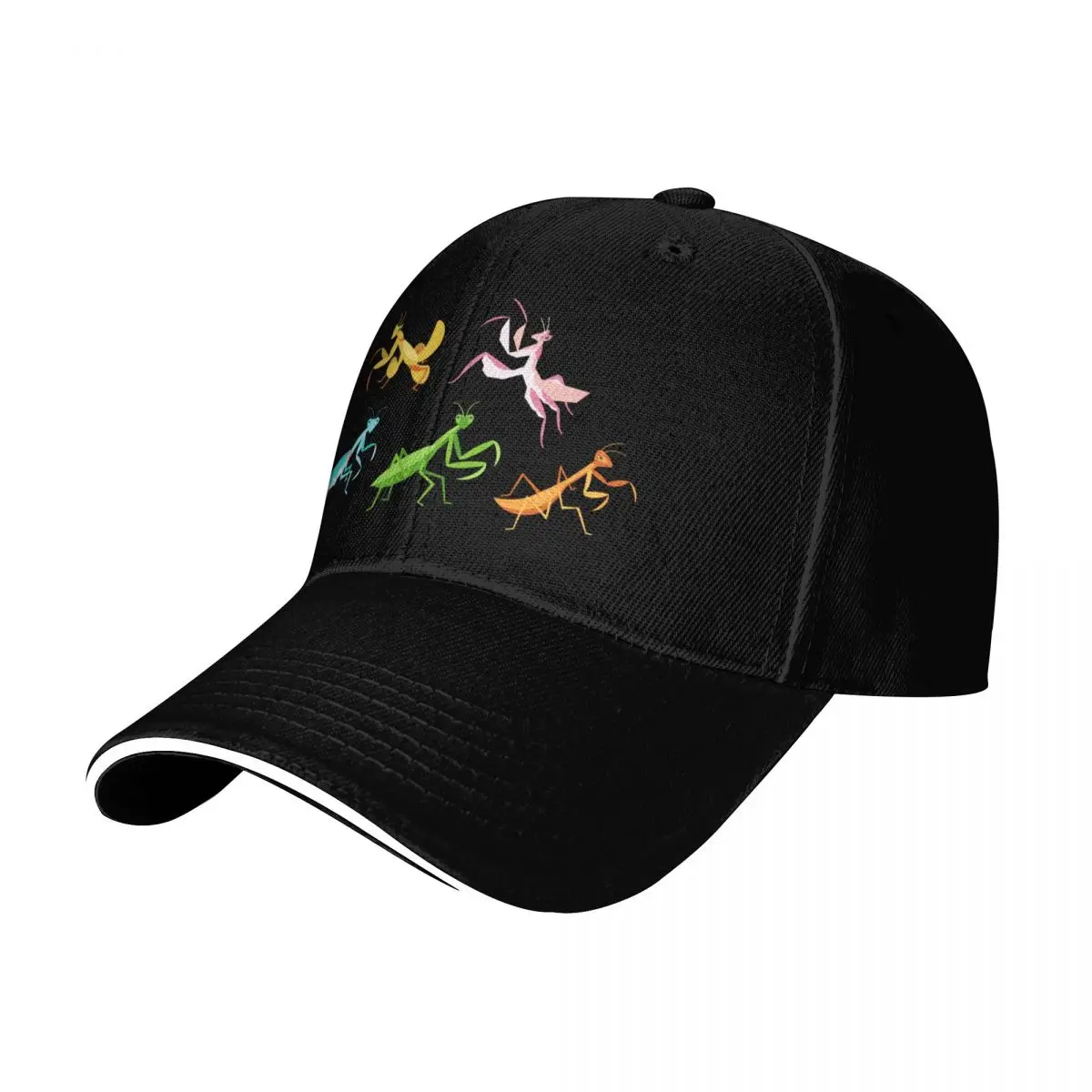 A Simple Assortment of Praying Mantises - Black Baseball Cap Cotton Twill Breathable Contrast Two Tone Brim Snapback Flat Bill