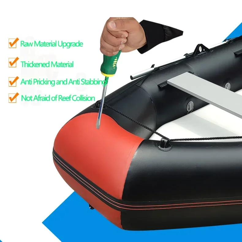 IHOMEINF 0.7 มม.หนา PVC Inflatable พายเรือแคนูเรือ 3 ชั้นสวมใส่ Inflatable เรือตกปลาสําหรับ 1-6 คน Dinghy