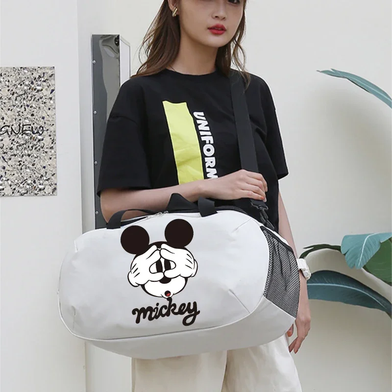 New Mickey Mouse Travel Bag Kawaii Disney Cartoon Print Luggage Bags Outdoor Camping High Capacity Backpack Oxford Cloth Gym Bag