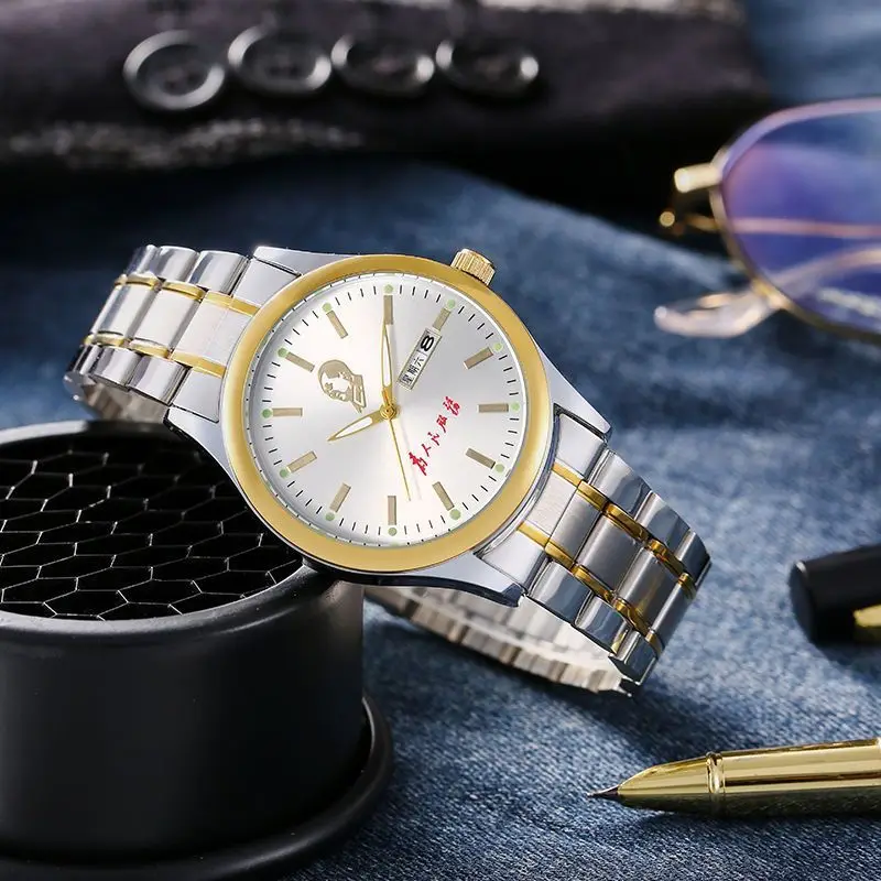 นาฬิกาควอตซ์วินเทจ Leocylin กันน้ำเรืองแสงสำหรับผู้ชายนาฬิกาข้อมือ Chairman Hardlex relogio Masculino