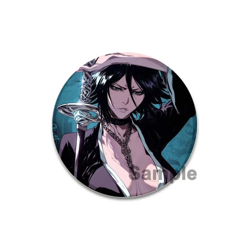 Anime Figure Rukia Renji Byakuya Kuchiki Byakuya Sajin Renji Badge Fashion Jewelry Accessories Brooch Bleach Round Handmade Pins