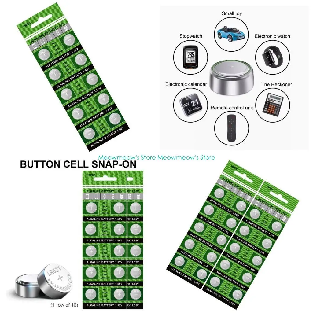 W91A 10pc/20pc AG1 LR621 버튼 셀 배터리 Long Lasts Watch Coin Power