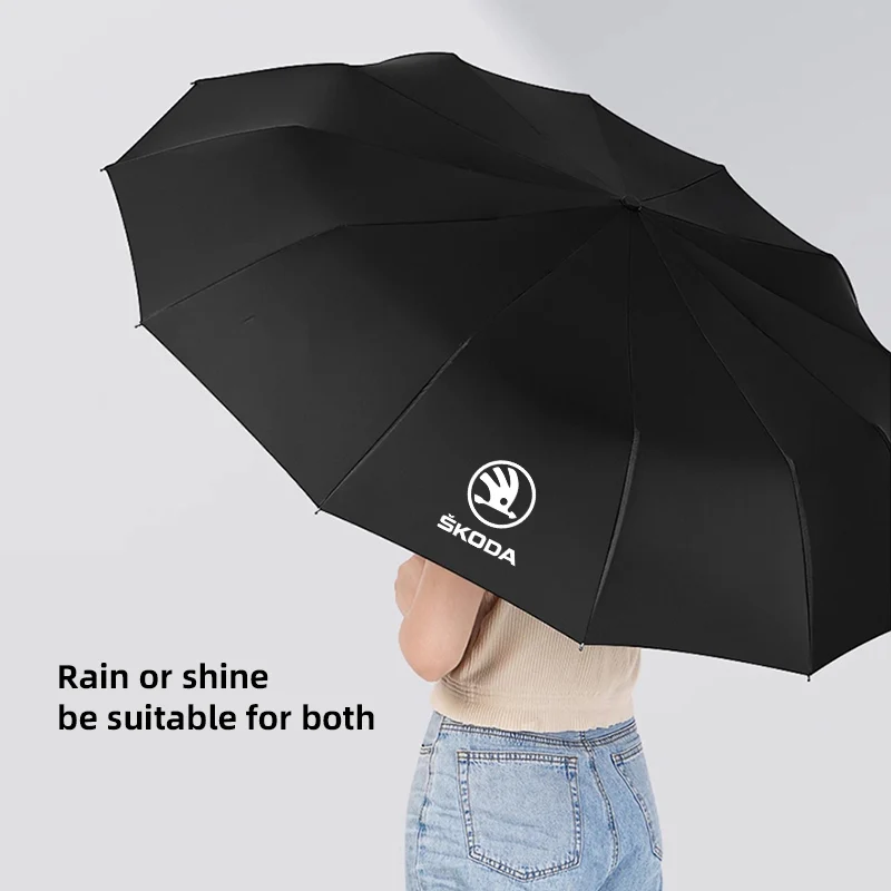 

Горячий автомобильный складной зонт с логотипом 2025, аксессуары с защитой от УФ-лучей для Skoda Octavia Superb Rapid Kodiaq Karoq Fabia Kamiq Enyaq Vision RS Y