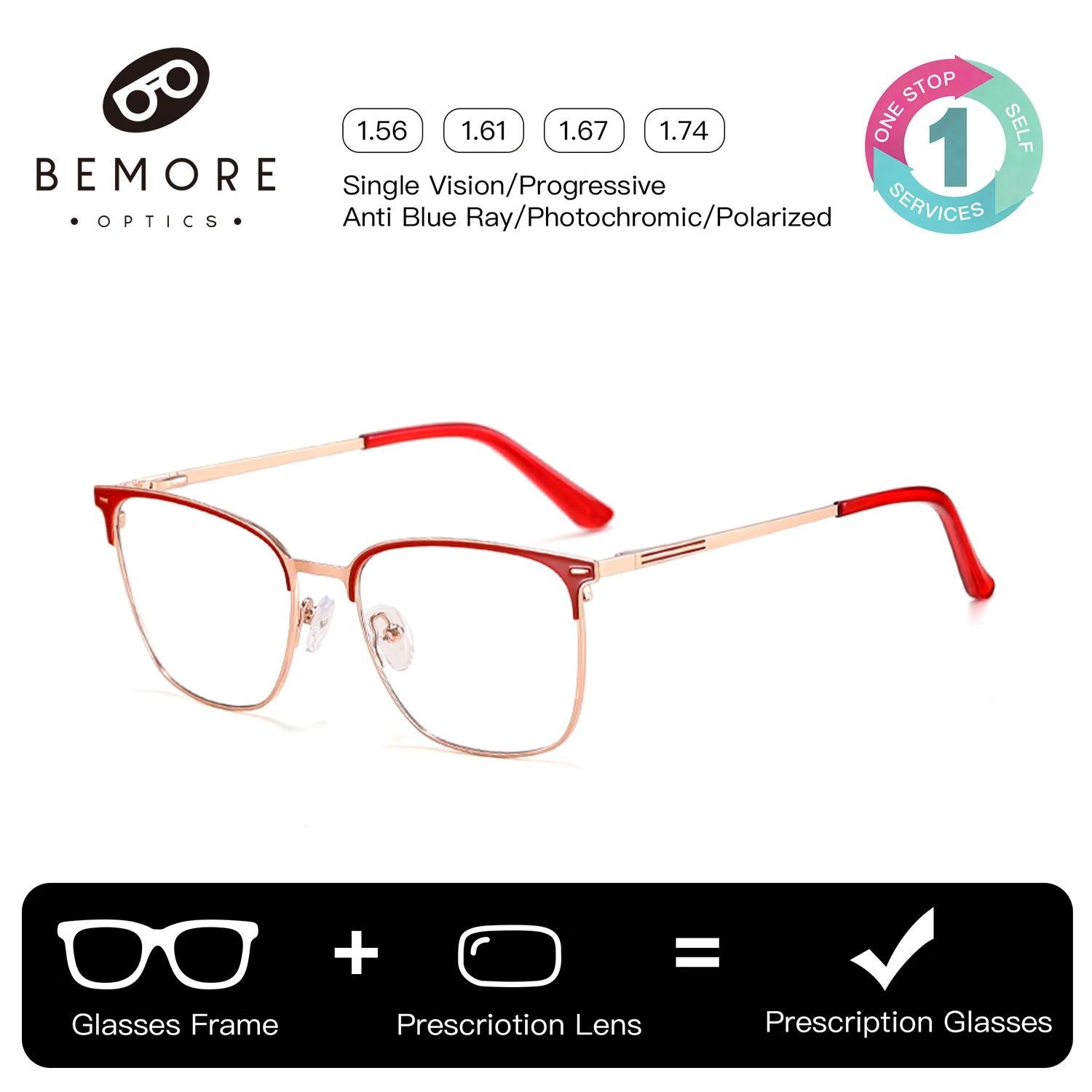 

Очки BEMORE: Модные высококачественные металлические квадратные прогрессивные мультифокальные линзы с фильтром синего света, по рецепту