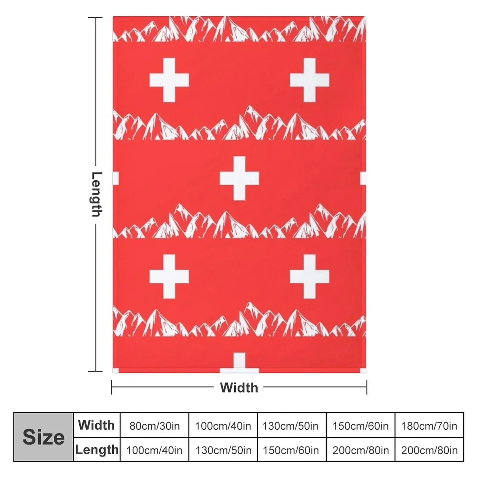 SWITZERLAND - Swiss Cross, Country Travel Flag, Modern Minimal Abstract Boho Throw Blanket Plaid Bed linens Thin Blankets