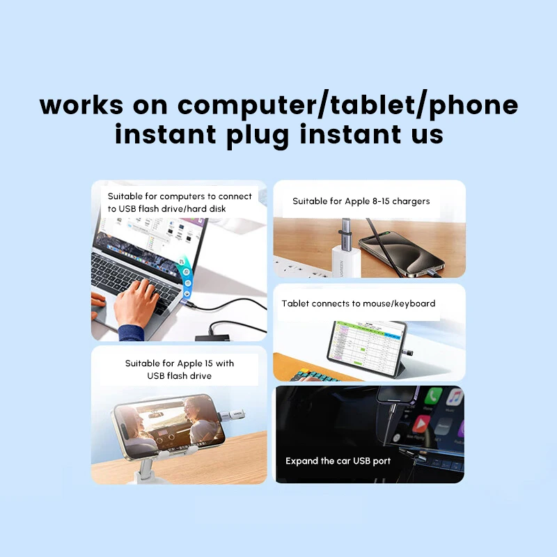 UGREEN USB-C/M إلى USB2.0A/F OTG محول PVC مادة الألومنيوم المصبوبة