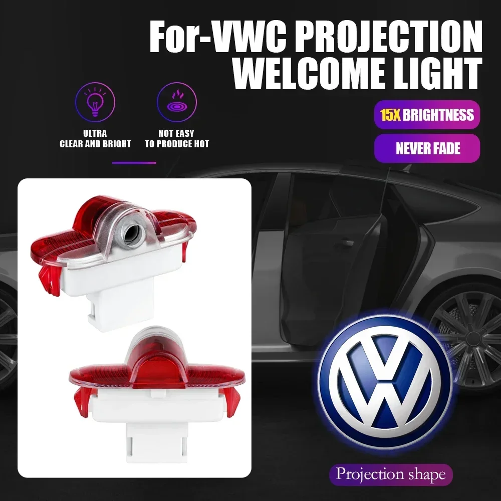 

Для Volkswagen VW Lavida Touran Caddy Beetle Golf Bora: 2 шт. беспроводных лазерных проекторов-подсветок для дверей автомобиля с логотипом, ночник