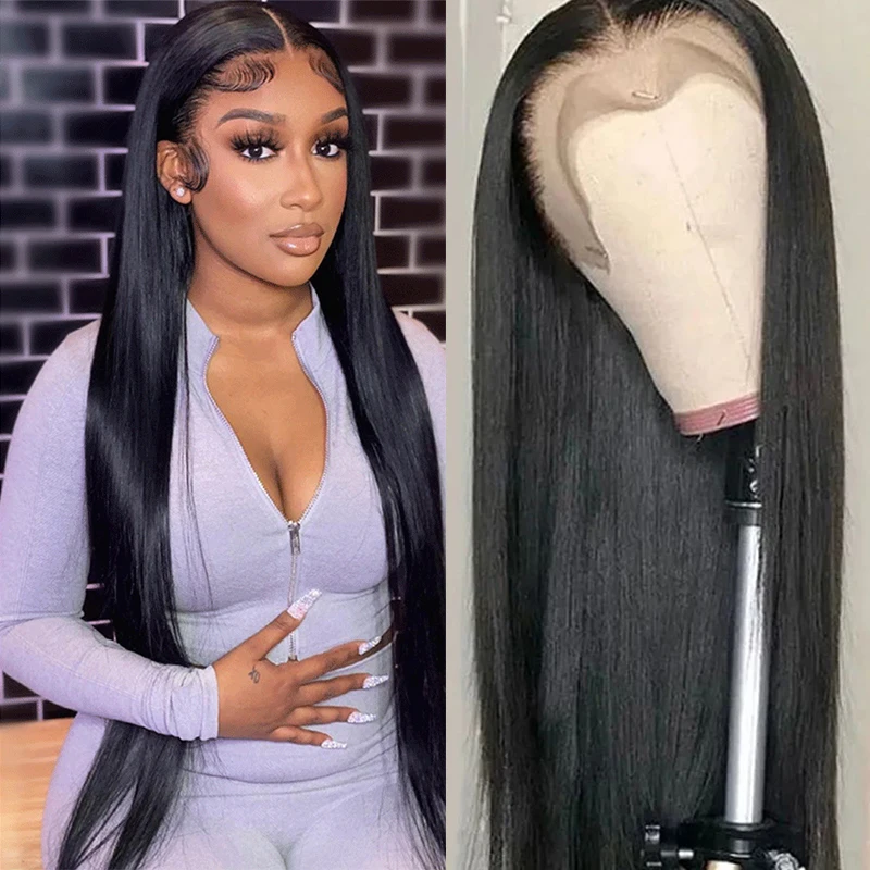 

Straight Lace Front Wig For Women Brazilian Black Pre Plucked 30 Inch Frontal 13x4 Full Lace Human Hair Wigs 13x6 Hd Transparent