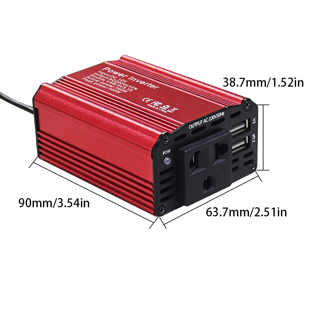 DC 12V to 220V AC Car Inverter  300W DC to AC Power Converter  Automatic Transformer With EU Socket Dual USB  Car Adapter Dropsh