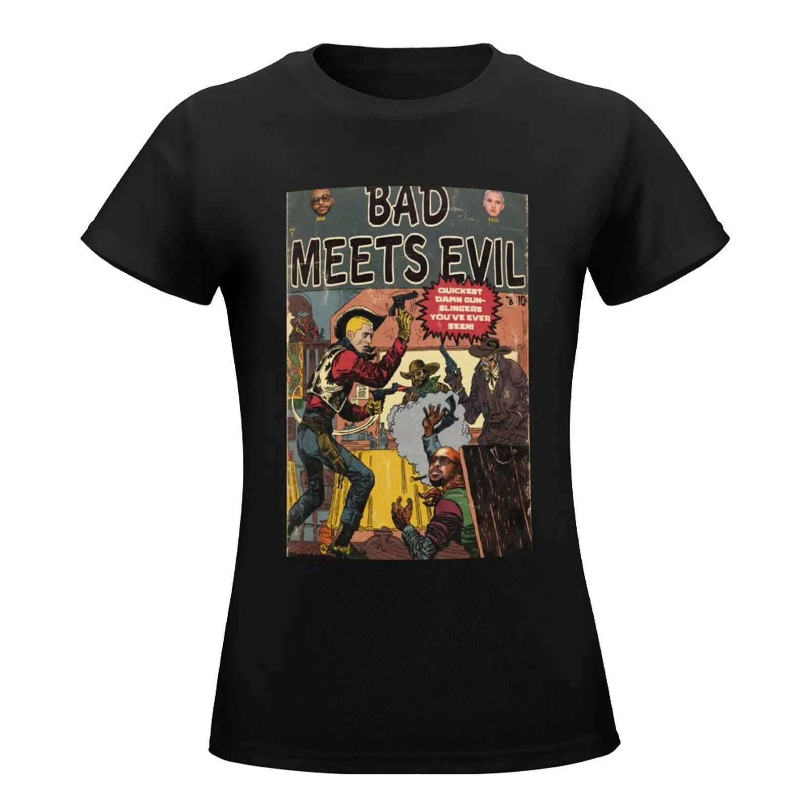 Bad Meets Evil - Comic Book Parody T-Shirt shirts graphic tees graphics funny cute clothes Woman T-shirts