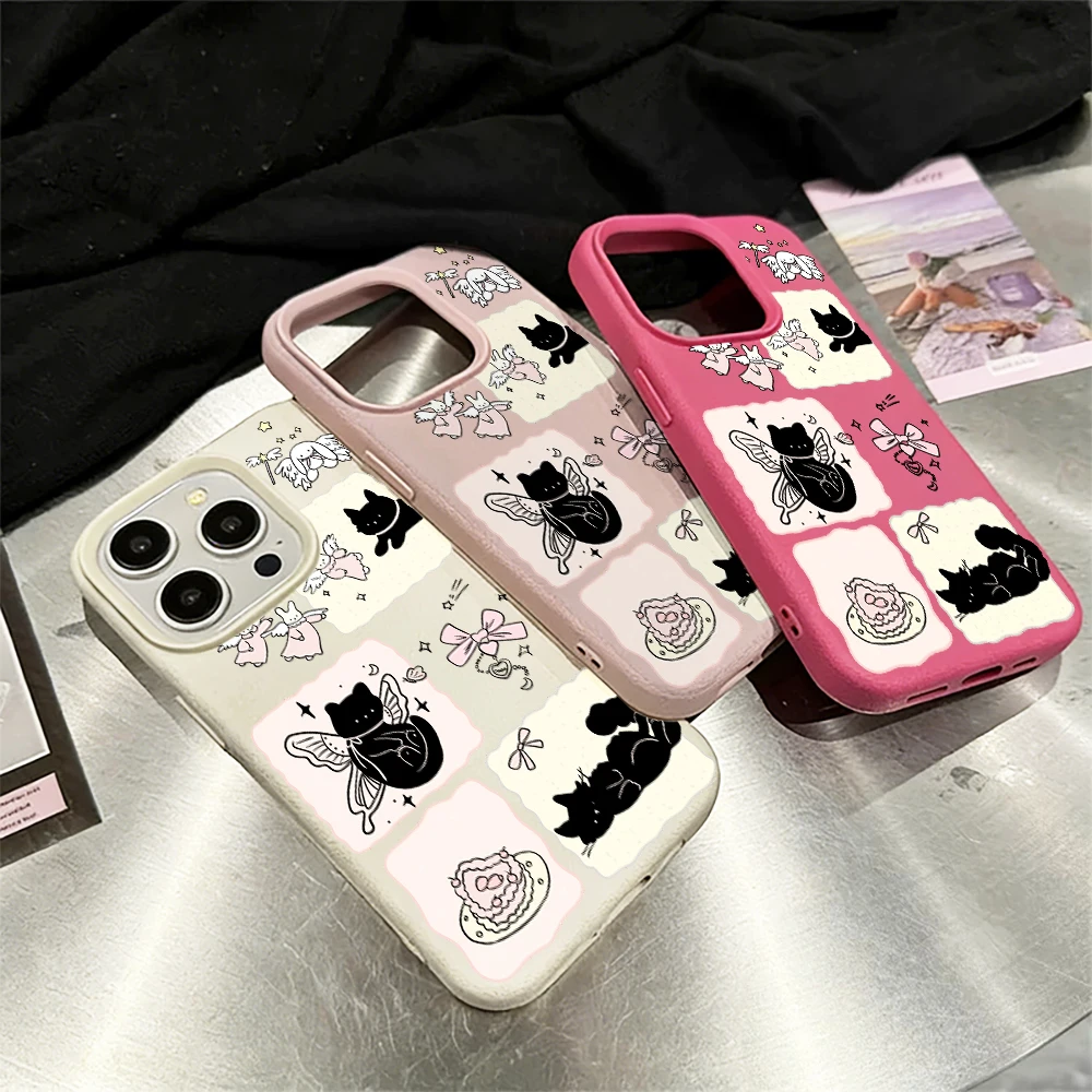 Angel White Rabbit Handyhülle für iPhone 17 16 15 14 13 12 Pro Max 16 15 14 Plus 17 16 15 14 13 Pro 17Air Silikon-Matt-Cover – Detail 3