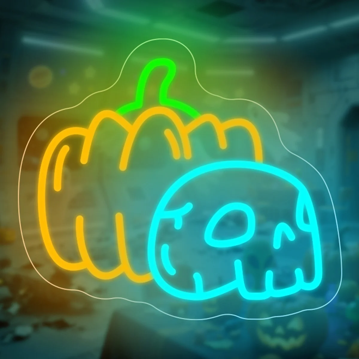 

Skull Pumpkin Neon Sign LED Halloween Neon Light Sign for Bedroom Party Shop Club Restaurant Display Window Decor USB Dimmable