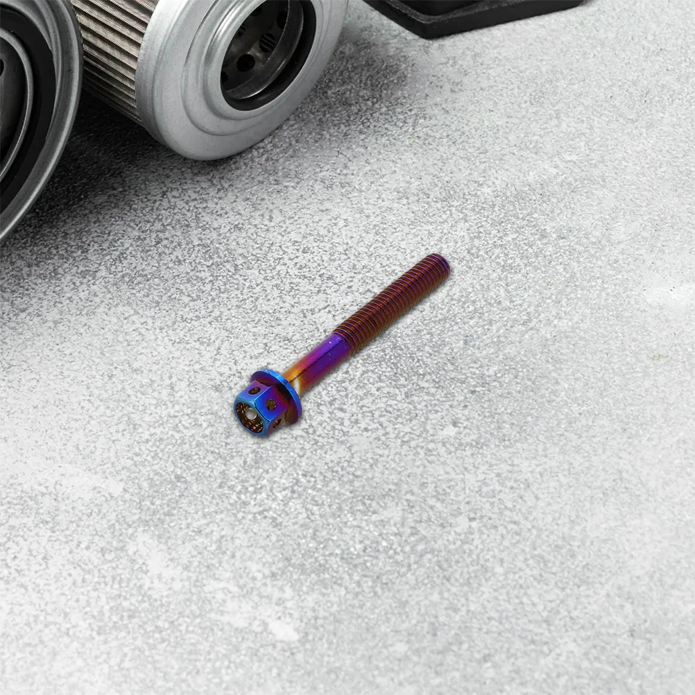 2Pcs Burnt Titanium License Plate Screws Colorful Blue Finish Eye-Catching Iridescent Effect for Electric Motorcycle