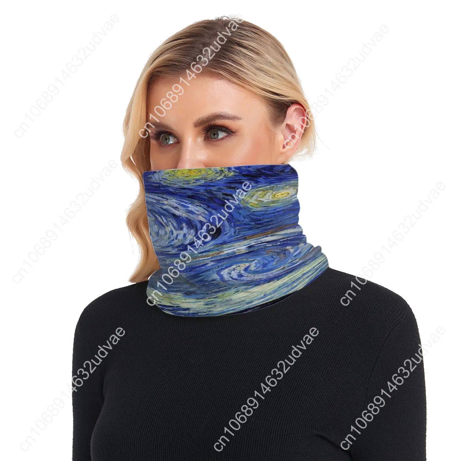 Bufanda de cuello de punto para hombres y mujeres, envoltura de cuello de anillo, pintura al óleo de Van Gogh, Bandana cálida, bufandas faciales